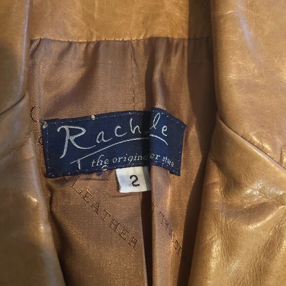 Vintage caramel leather coat, Size 2 - Picture 2 of 5